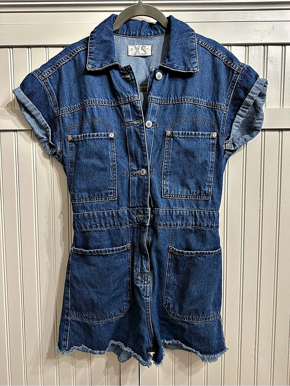 Free People We The Free Work Hard Play Harder Denim Romper XS